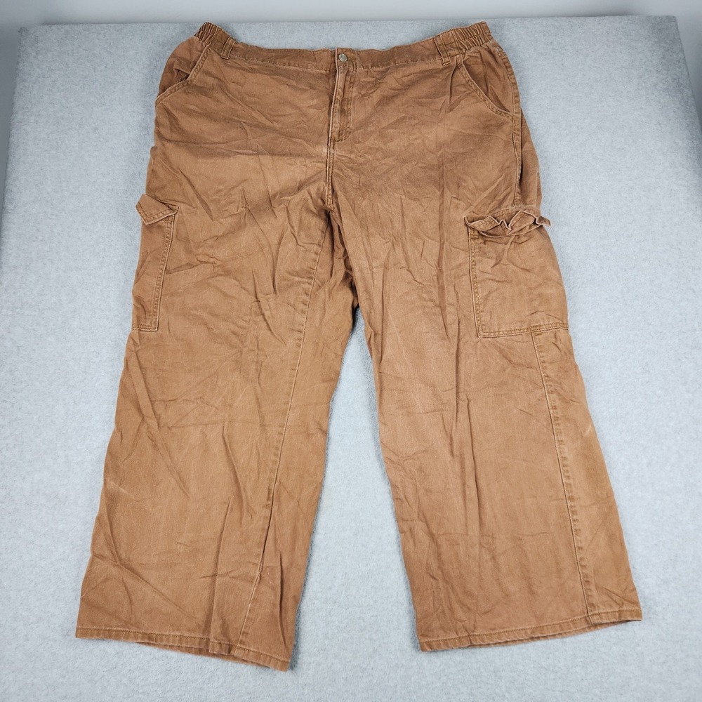Vanilla Star Cargo Pants Womens 3X Brown Cotton Workwear Utility Travel Wide Leg